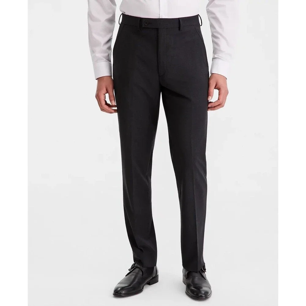 $815 NEW CALVIN KLEIN MENS 40L CHARCOAL WOOL 3 PIECE SUIT W/VEST M & PANTS 32X34